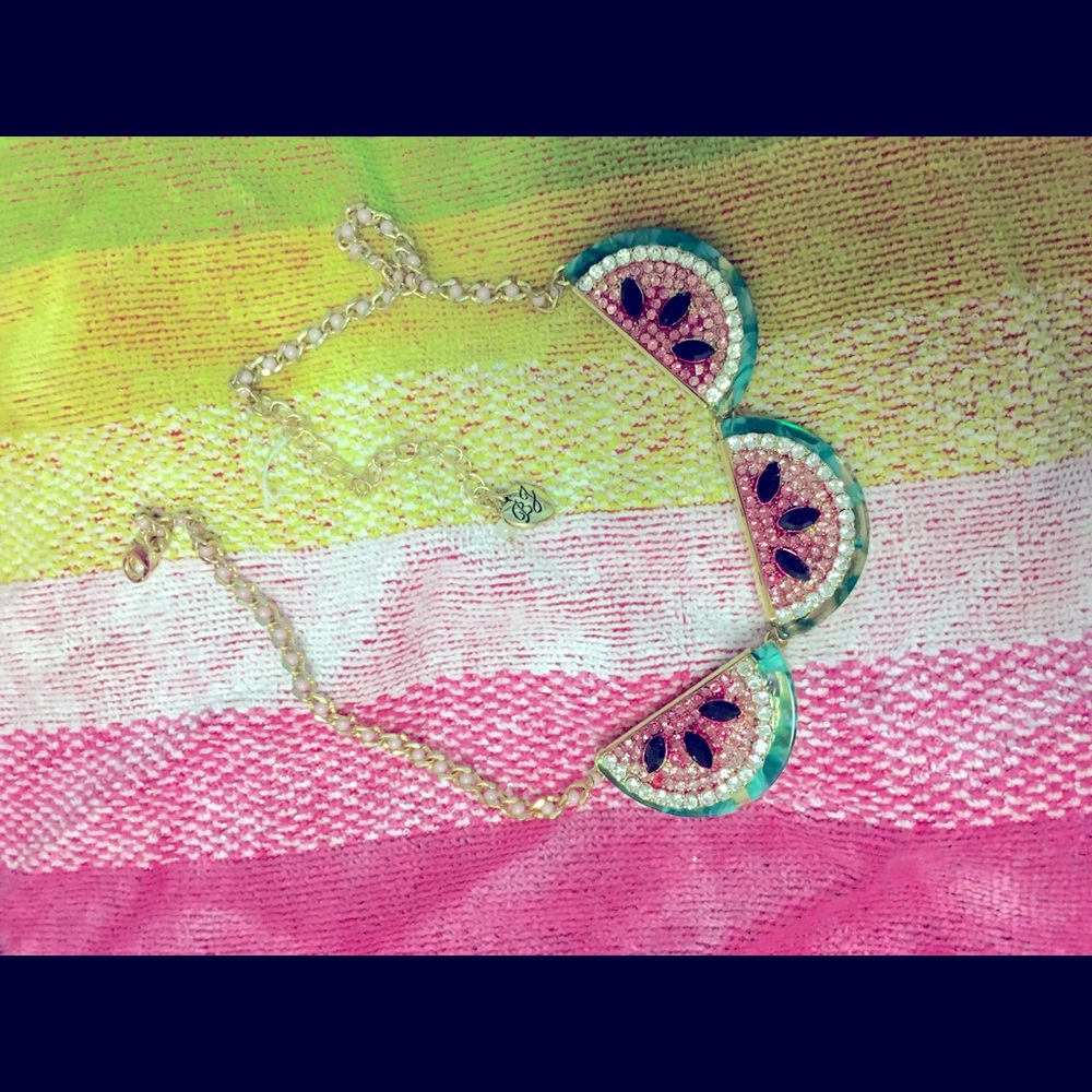 BETSEY Johnson rhinestone watermelon necklace